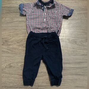 Two Piece Plaid Shirt & Pants, 3-6M